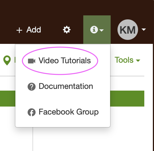 Help menu open with Video tutorials highlighted