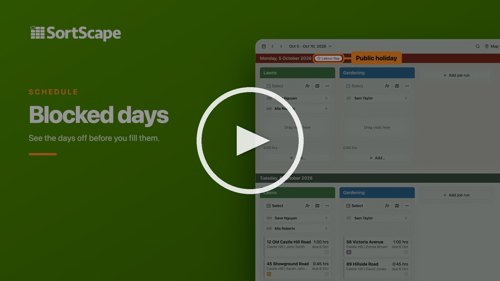 Video: blocked days and public holidays on the schedule